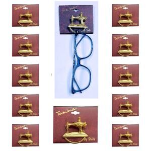Wholesale Lot 12 Gold Silver Tone Reading Glasses Holder Sewing Machine Brooches